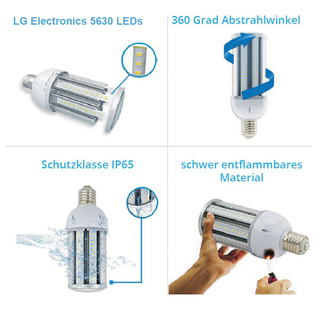 Sharklights LED Kolbenlampe 360 36W 5435lm/W E40 4700-5300k Tageslicht
