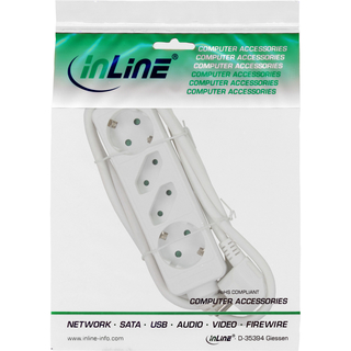 InLine Steckdosenleiste, 4-fach, 2x Schutzkontakt + 2x Euro, 3m, wei