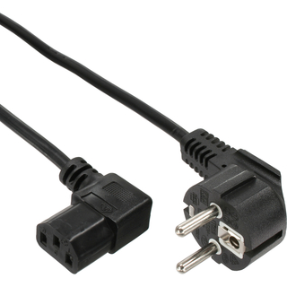 InLine Netzkabel, Schutzkontakt gewinkelt auf Kaltgertestecker C13 rechts abgewinkelt, 5m, schwarz